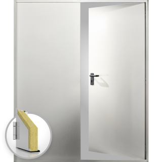 Usa metalica dubla blat 60 mmintrare secundara RAL 1013 - Crem - Usa dubla multifunctionala otel
