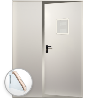Usa metalica dubla cu geam blat 40 mm din otel multifunctionala pentru boxa RAL 1013 Crem