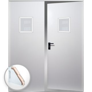 Usa metalica dubla cu geam blat 40 mm din otel multifunctionala pentru boxa RAL 9003 Crem